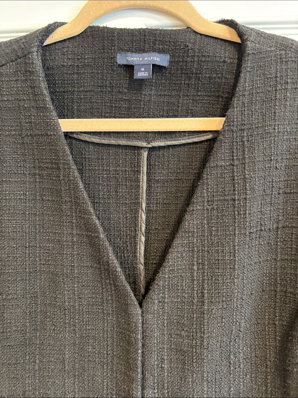 Tommy Hilfiger Women's Gray Textured Open-Front Blazer